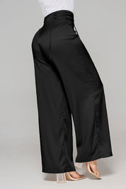 Wide Leg Pants High Waist Satin Effect Wide Waistband with Ties on the Sides Trucco's Brand