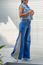Wide Leg High Rise Bell Bottom Block Side Jean by Trucco's Brand