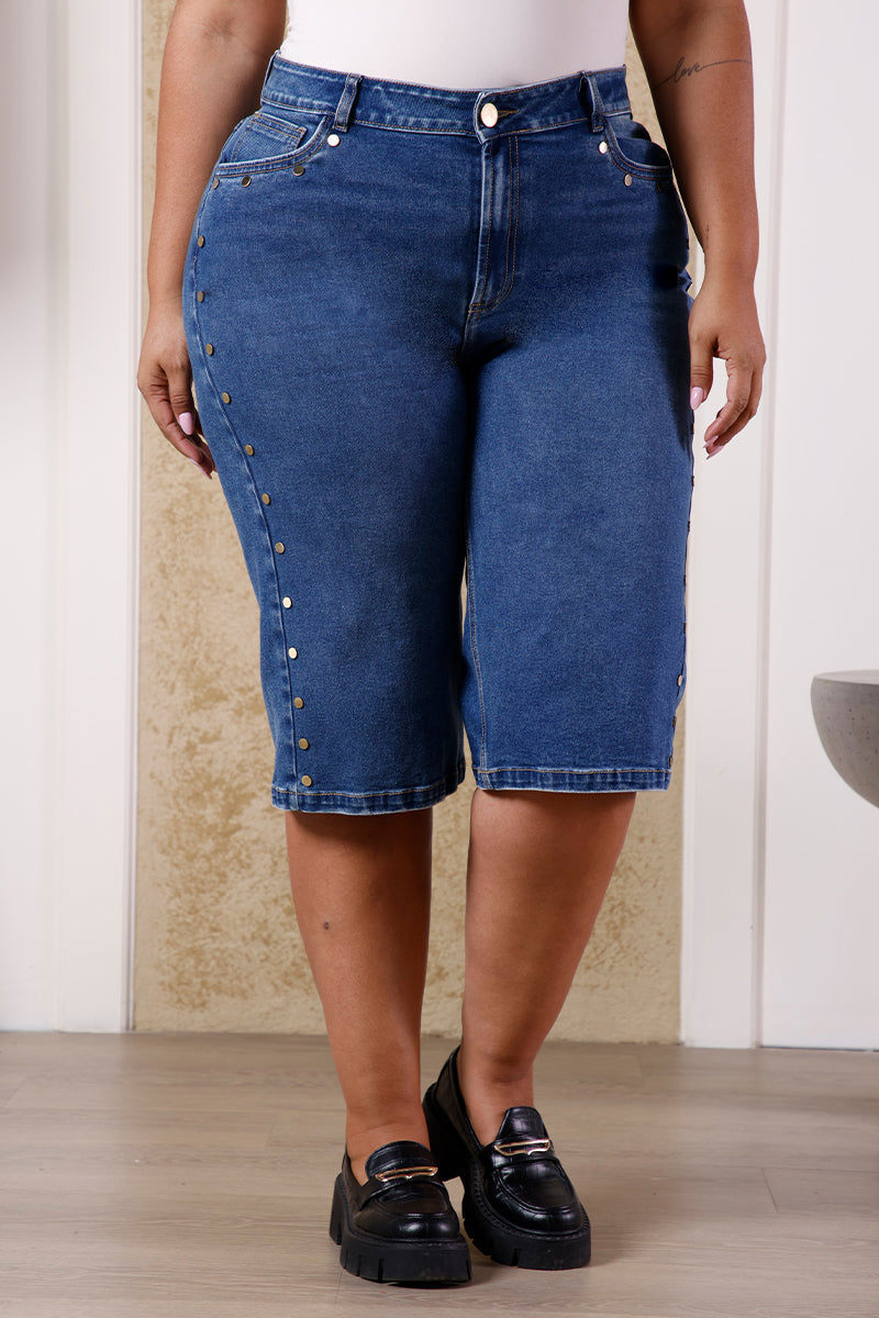 Bermuda Tiro Alto Plus Size en Algodón, Poliester y Elastano Marca Trucco's Plus Size