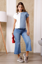 Blusa Manga Corta en Algodón, Poliester y Elastano Marca Trucco's