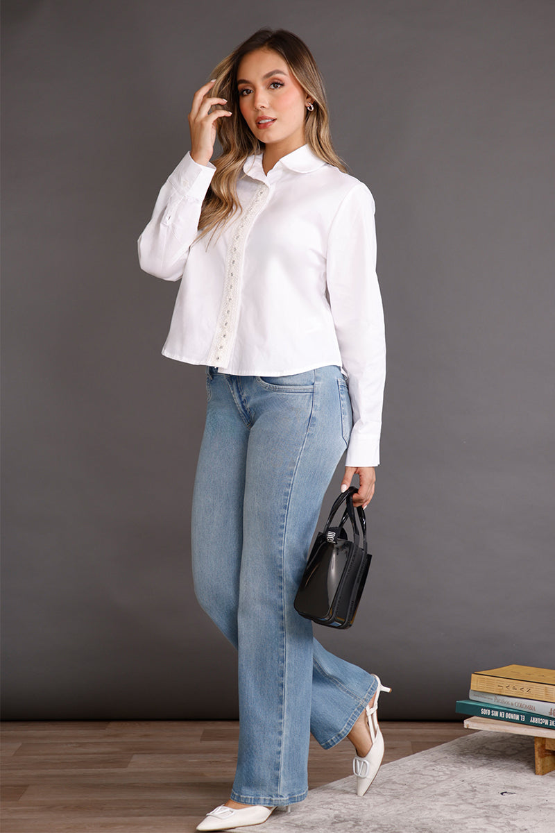 Camisa Manga Larga en Algodón y Elastano Marca Trucco's
