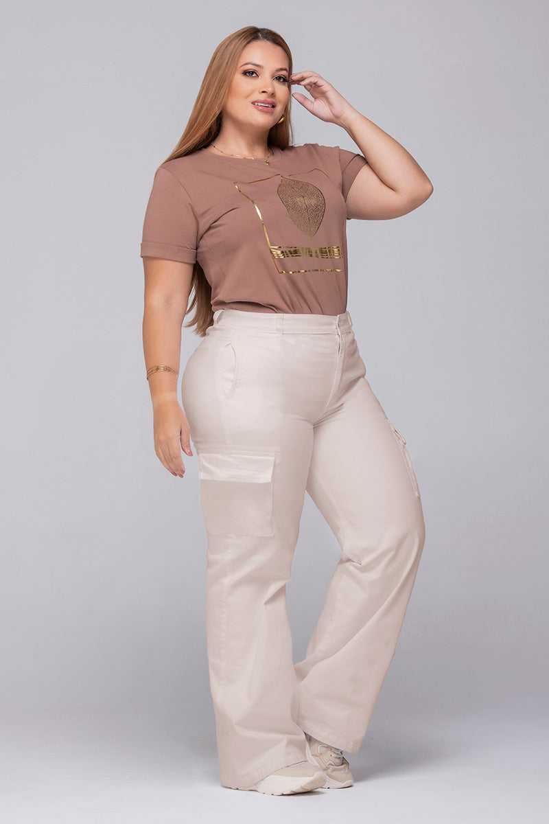 Pantalón Cargo Tiro Alto Bota Semicampana Marca Trucco's Plus Size