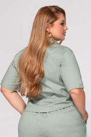 Set 2 Piezas Bermuda Tiro Alto Camisa Corta Marca Trucco´s Plus Size