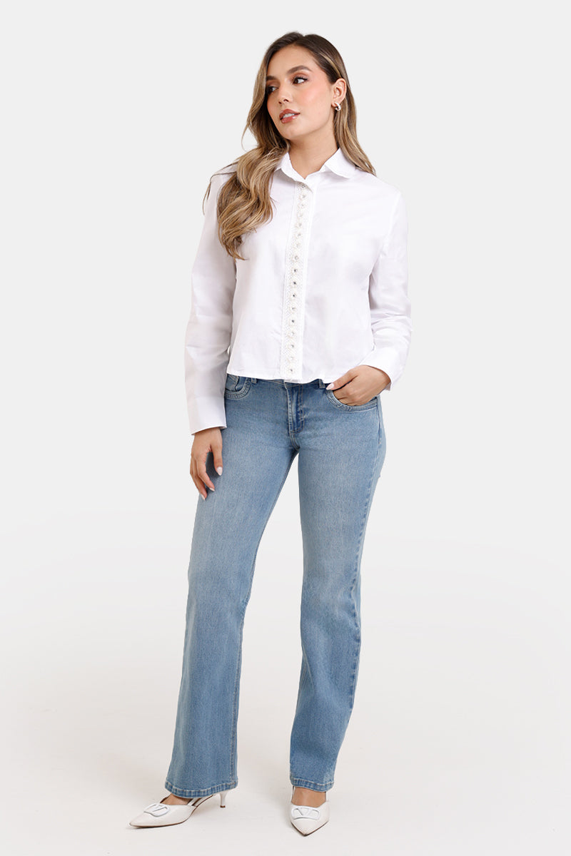 Camisa Manga Larga en Algodón y Elastano Marca Trucco's