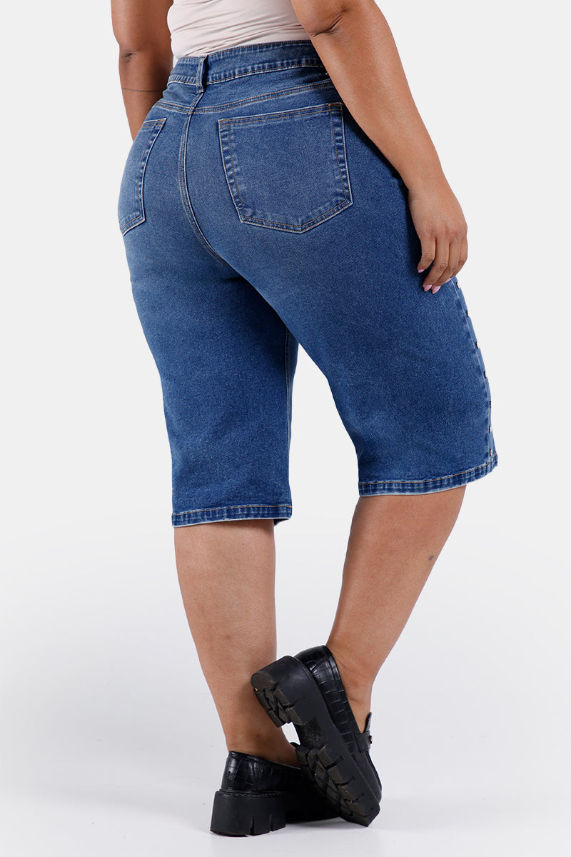 Bermuda Tiro Alto Plus Size en Algodón, Poliester y Elastano Marca Trucco's Plus Size