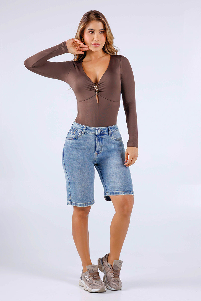 Body Manga Larga en Poliester y Elastano Marca Trucco's