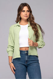 Long Sleeve Textured Collar Shirt with Front Buttons Trucco's Brand