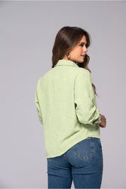 Long Sleeve Textured Collar Shirt with Front Buttons Trucco's Brand