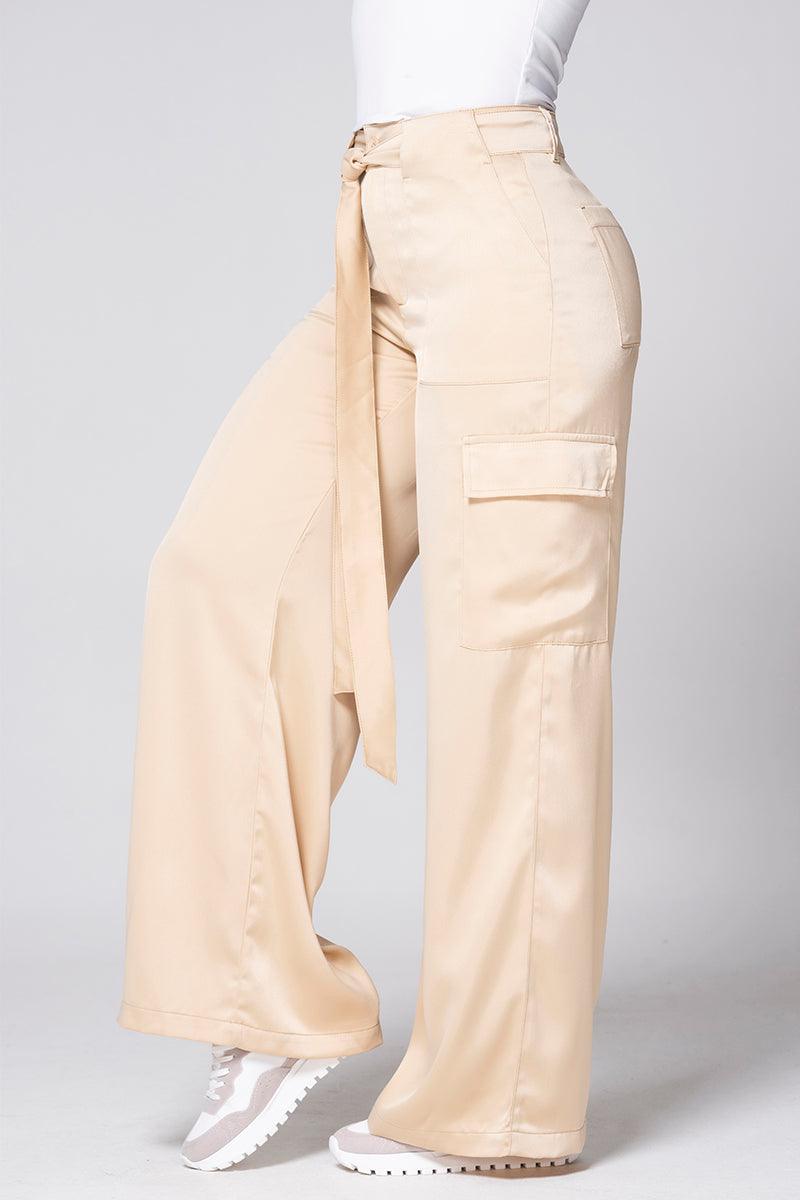 Trucco's Satin Cargo Pants with Removable Belt