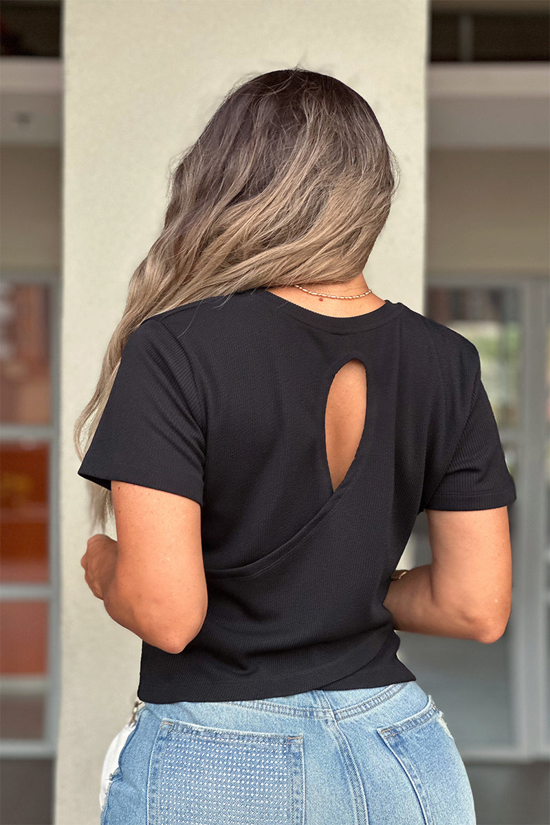 Blusa Manga Corta en Poliester y Elastano Marca Trucco's