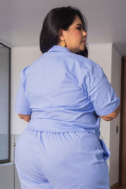Set 2 Piezas Bermuda Tiro Alto Camisa Corta Marca Trucco´s Plus Size