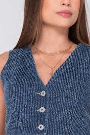 Chaleco Corto Denim Textura Láser Marca Trucco´s