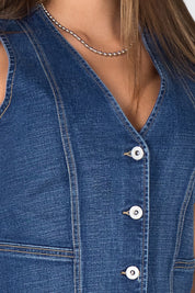 Chaleco Largo Índigo Marca Trucco´s