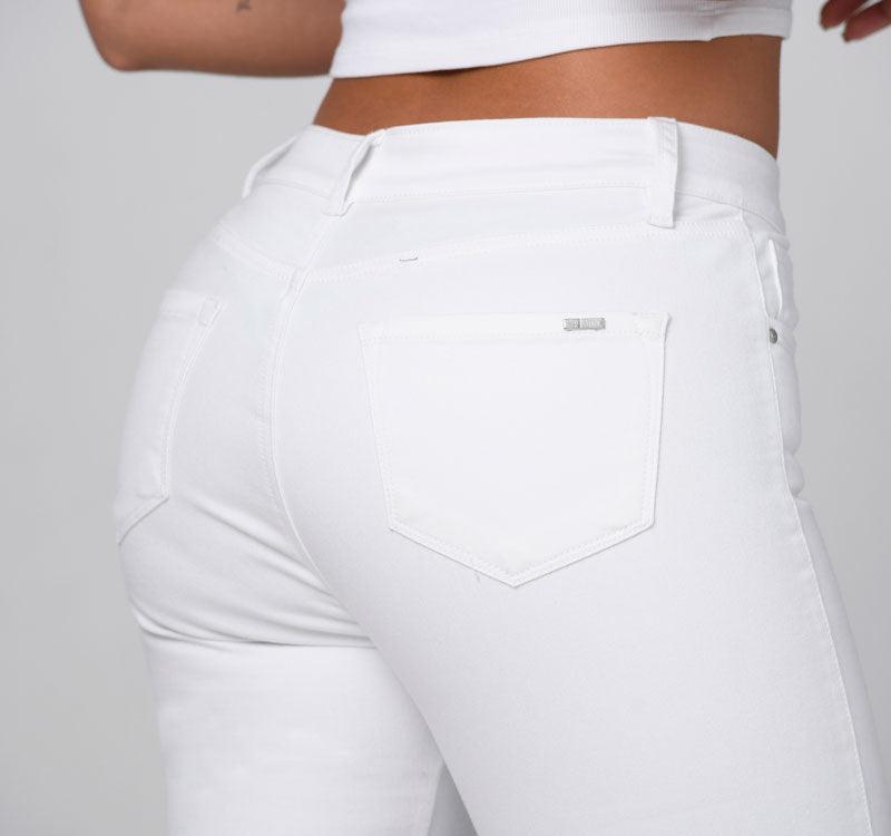 Jean Esencial Skinny Tiro Alto Color Blanco Marca Trucco's