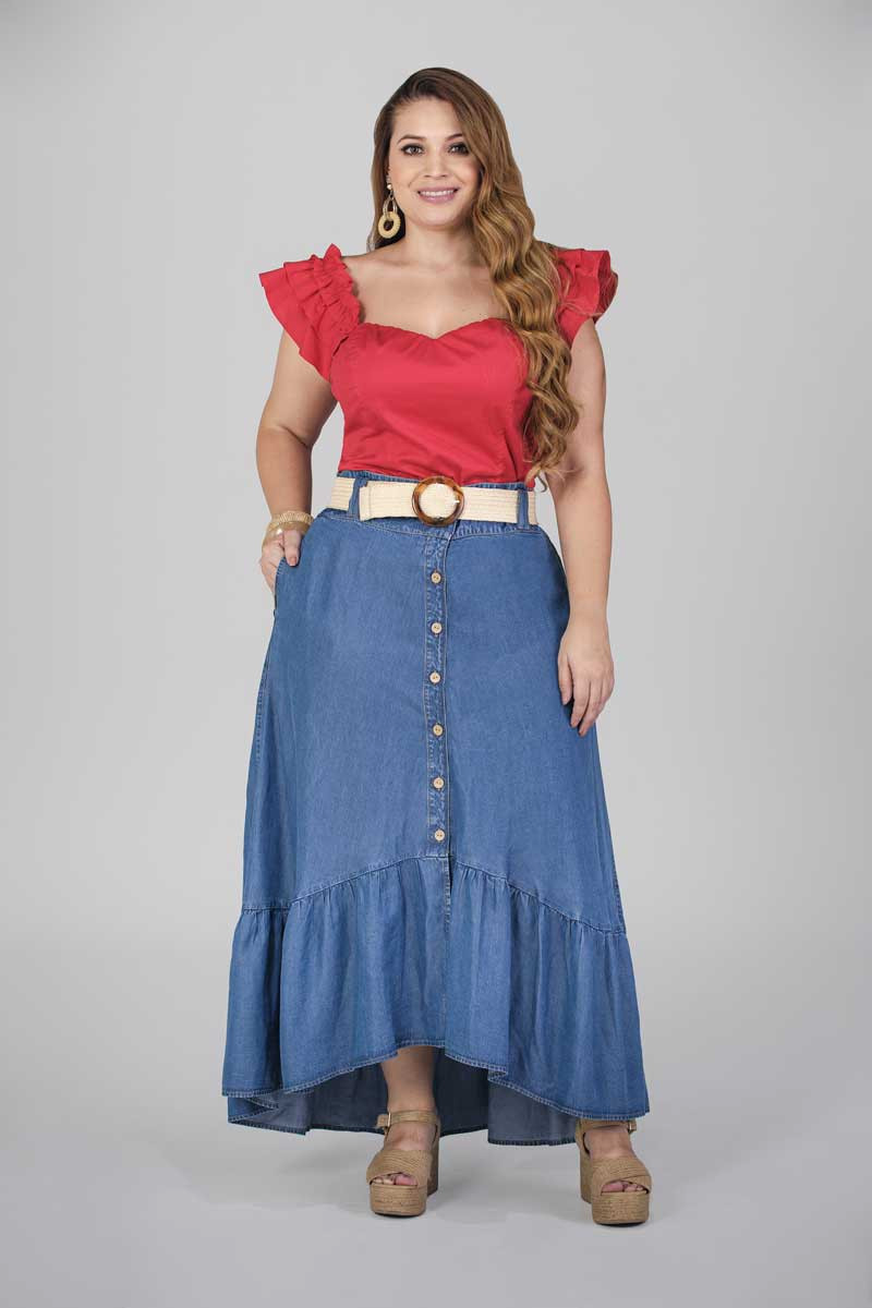 Long Cut Plus Size Skirt