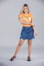 Short Cut Denim Skirt