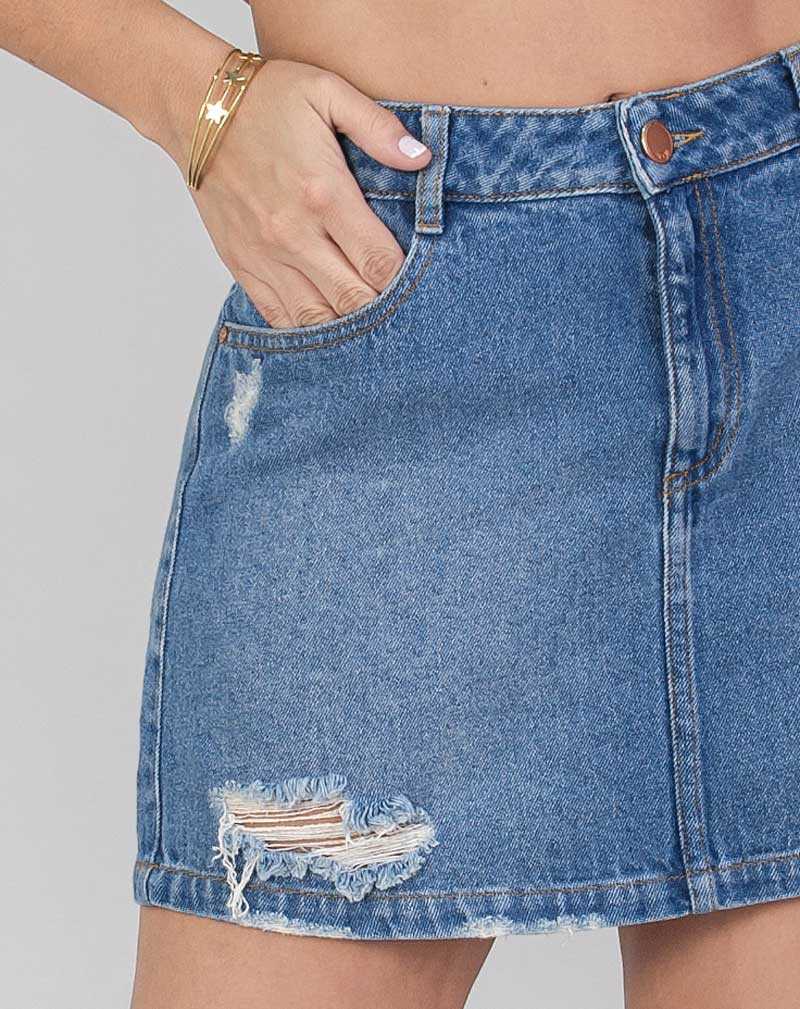 Short Cut Denim Skirt