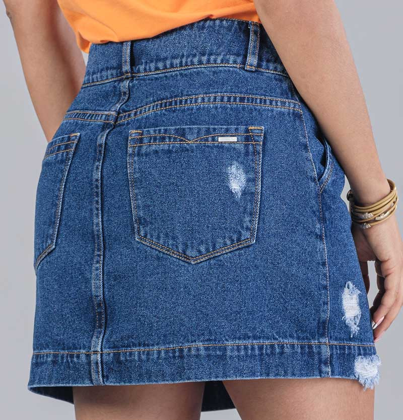 Short Cut Denim Skirt